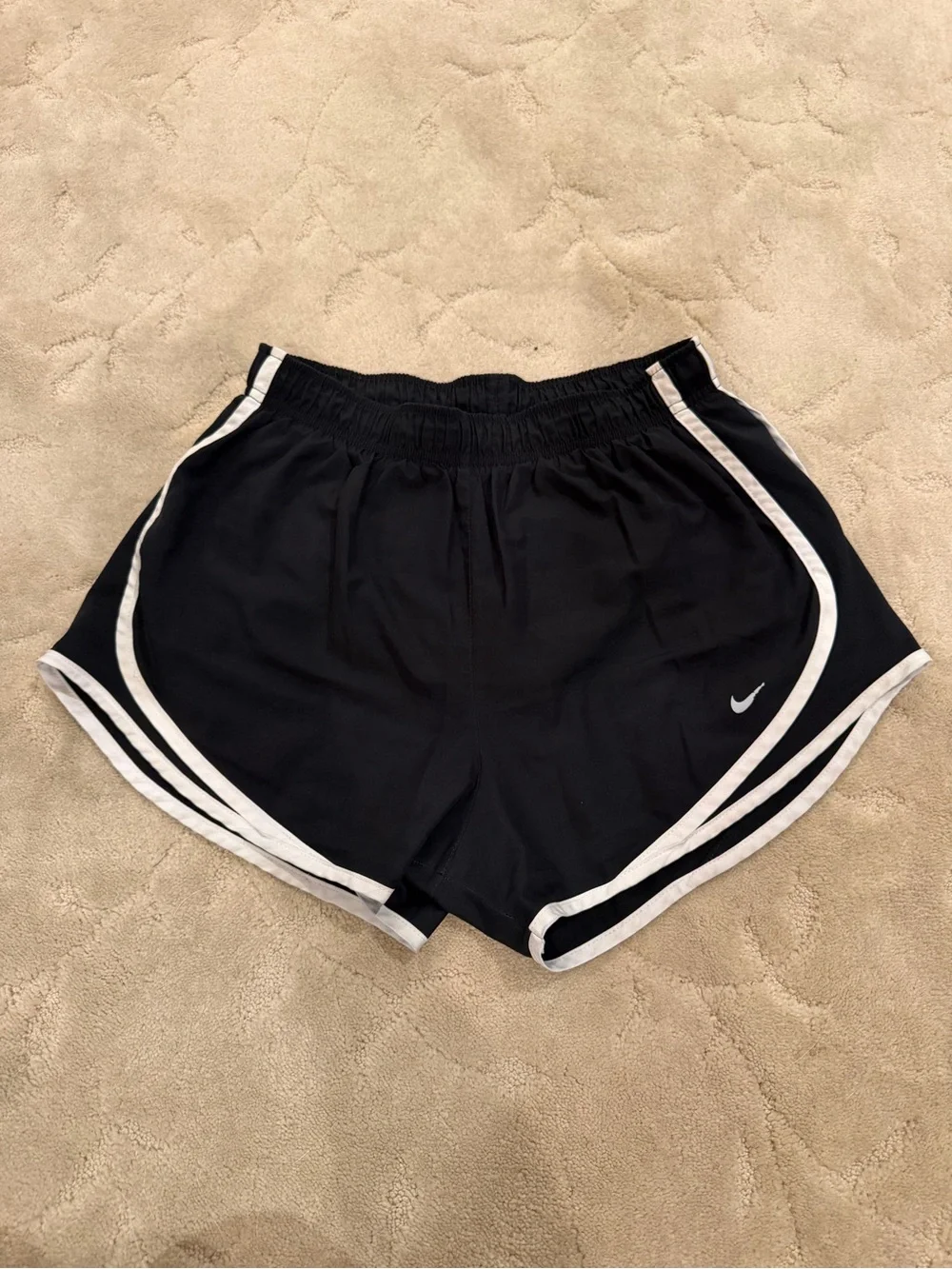 Nike Black Athletic Shorts with White Piping